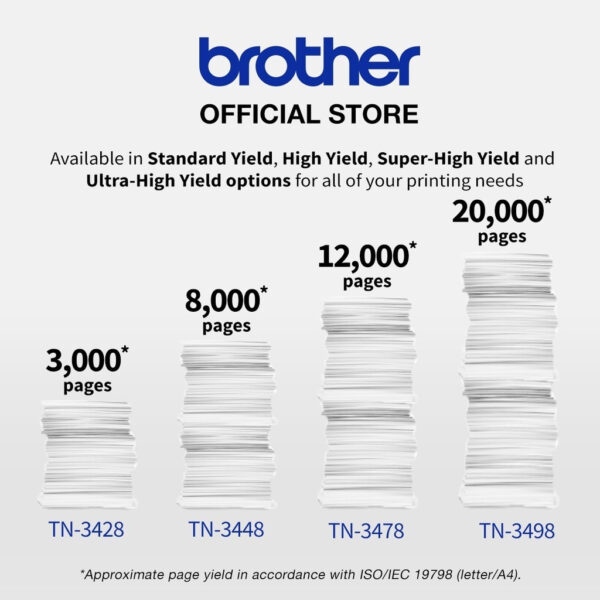 Brother TN-3478 Genuine Monochrome Toner Cartridge, Black, Page Yield up to 12,000 pages