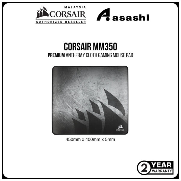 CORSAIR MM350 Premium Anti-Fray Cloth Gaming Mouse Pad (450mm x 400mm x 5mm) CH-9413561-WW
