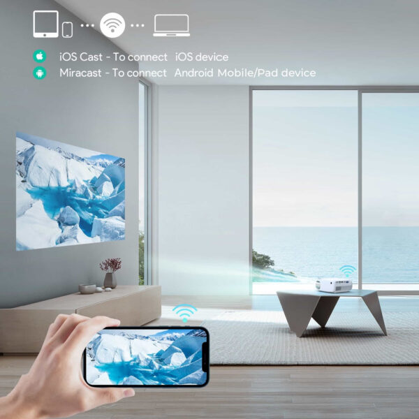 Aukey RD-860 Full HD 1080P Wi-Fi LCD Projector with Support Smartphone Screen Sync HDMI VGA