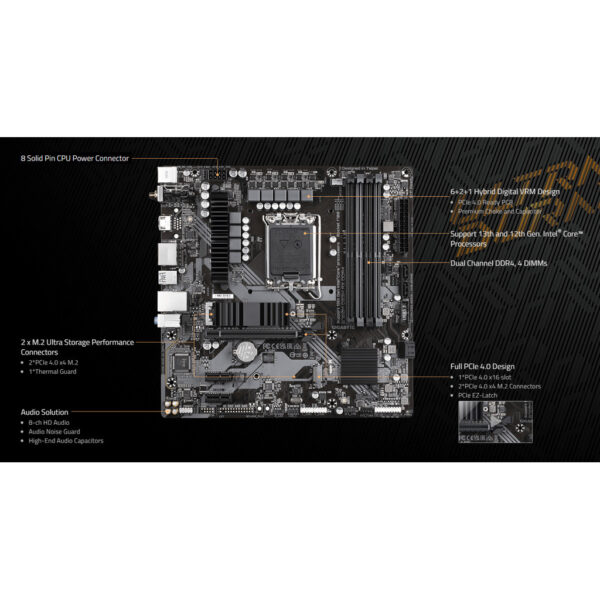 Gigabyte B760M DS3H AX WiFi D4 DDR4 Micro ATX (mATX) Intel Motherboard | Intel LGA1700 Socket