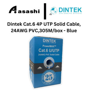 Dintek Cat.6 4P UTP Solid Cable, 24AWG PVC,305M/box - Blue (1101-04305)