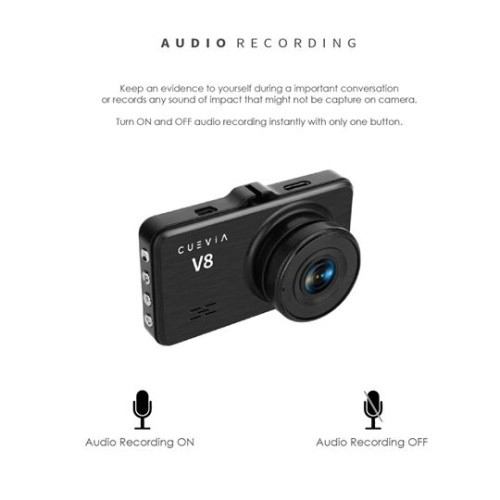 CUEVIA V8 2 Channel Full HD 3” LCD Dash Camera / DashCam Car cam