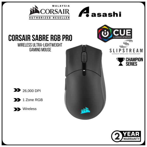 Corsair Sabre RGB Pro Wireless Champion Series Ultra-Lightweight FPS/MOBA Gaming Mouse CH-9313211-AP