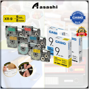 [ORIGINAL] Casio XR-9 9mm EZ-label Tape Cartridge 8 Meter XR-9X1 XR-9WE1 XR-9YW1  XR-9RD1 XR-9BU1 / XR-9GN1 / XR-9GD1