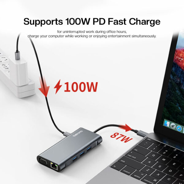 Datronic 7in1 USB-C to HDMI / VGA / USB3.0 x 3 / 100wPD / 1000mbps RJ45 DUSBC-213 | 18 Months Warranty