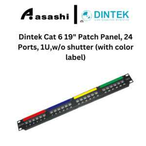 Dintek Cat 6 19" Patch Panel, 24 Ports, 1U,w/o shutter (with color label) (1402-04011)