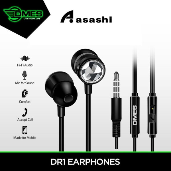 DMES DR1 Wired Earphone in Ear Earphone Stereo Bass with One-Button Control