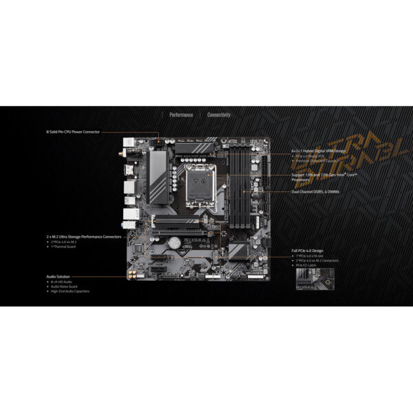 Gigabyte B760M DS3H AX DDR5 WiFi6 Micro-ATX (mATX) Intel Motherboard | Intel LGA1700 Socket