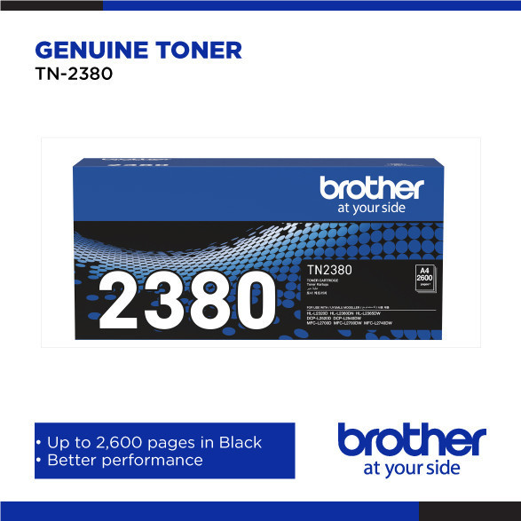 Brother TN-2380 Genuine Monochrome Toner Cartridge, Black, Page Yield up to 2,600 pages