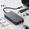 Datronic 6in1 USB-C to 4K60hz HDMI / USB3.2(10Gbps) x 3 / 100wPD / 1000mbps  RJ45 DUSBC-216 | 18months warranty