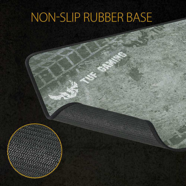 ASUS TUF Gaming P3 durable mouse pad with cloth surface, stitched edges and non-slip rubber base