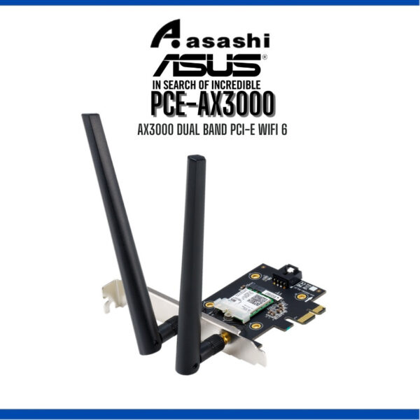 [BULK PACK]Asus PCE-AX3000 AX3000 Dual Band PCI-E WiFi 6 (802.11ax), Bluetooth 5.0, WPA3, OFDMA and MU-MIMO 4.9 Adapter