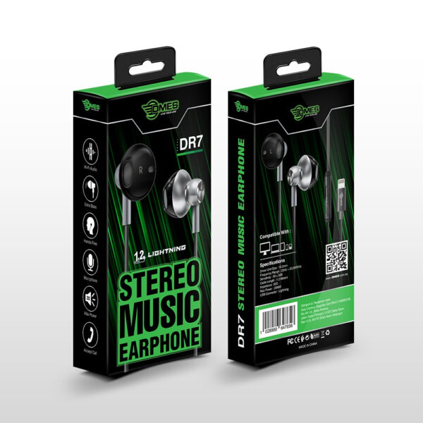 DMES DR7 Wired Earphone Handsfree Stereo Bass In Ear Earphone with One Button Control/Built in Microphone