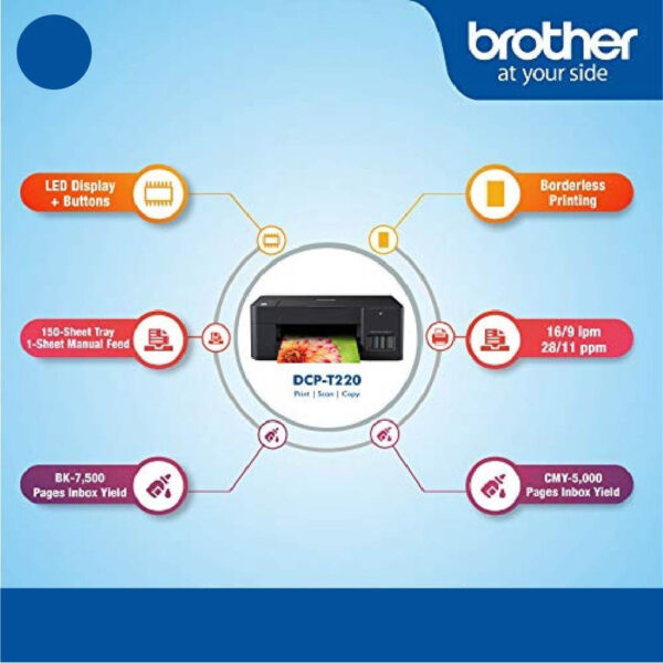 Brother DCP-T220 AIO Refill Tank System Printer (3 years Carry-In or 30K pages)