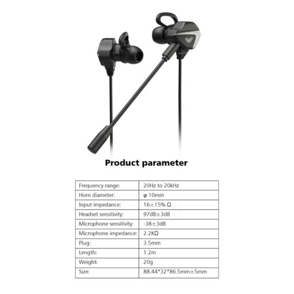 AULA F201 Earphone Headset Gaming with Microphone Detachable