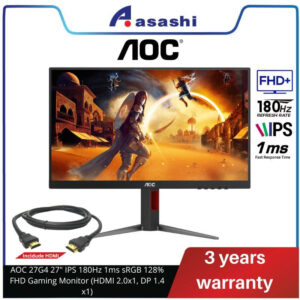 AOC 27G4 27" IPS 180Hz 1ms sRGB 128% FHD Gaming Monitor (HDMI 2.0x1, DP 1.4 x1)