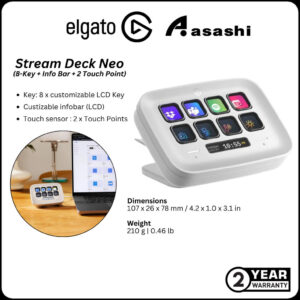 ae958a6658708f2cfbbbe0ec643a63c5.jpeg ELGATO Stream Deck Neo (8-Key + Info Bar + 2 Touch Point)