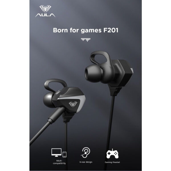 AULA F201 Earphone Headset Gaming with Microphone Detachable