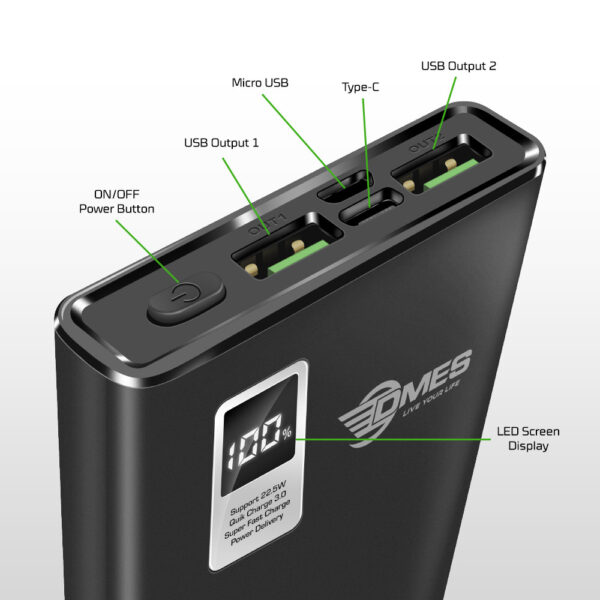 DMES DB7 Pro 22.5W PD QC3.0 10000mAh Fast Charging Powerbank with Over Charge Protection, Battery LED Display