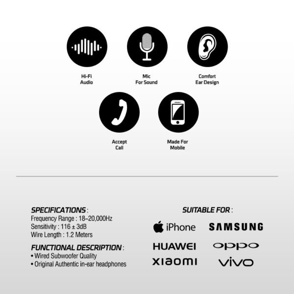 DMES DR3 Plus Wired Appearance In Ear Earphones With Control Volume Up & Down