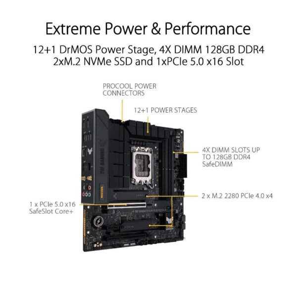 ASUS TUF GAMING B760M-PLUS WIFI DDR4 (LGA1700) MATX motherboard
