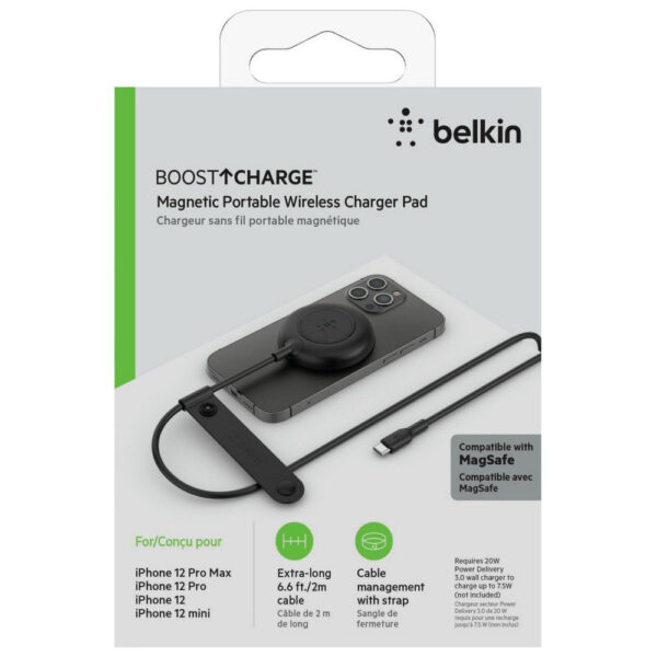 Belkin Boost Charge Magnetic Portable Wireless Charger Pad 7.5W - Black WIA005btBK (for 1phone)
