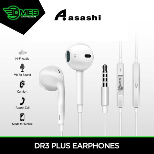 DMES DR3 Plus Wired Appearance In Ear Earphones With Control Volume Up & Down