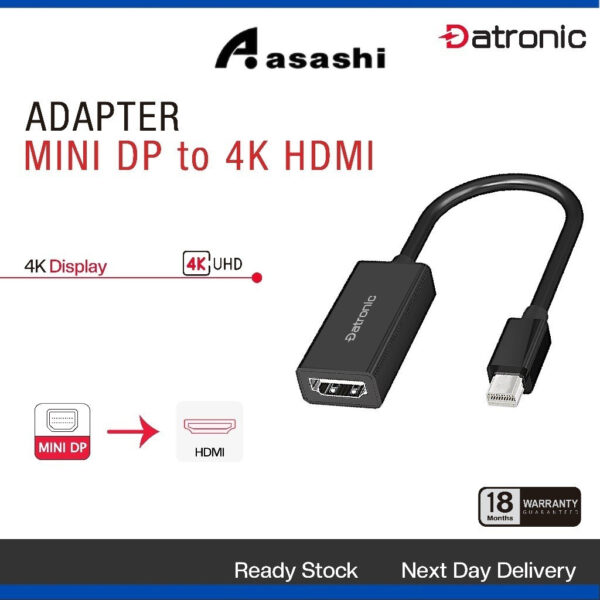 Datronic Mini Display Port to 4K HDMI Adapter DMDP-165 18month warranty