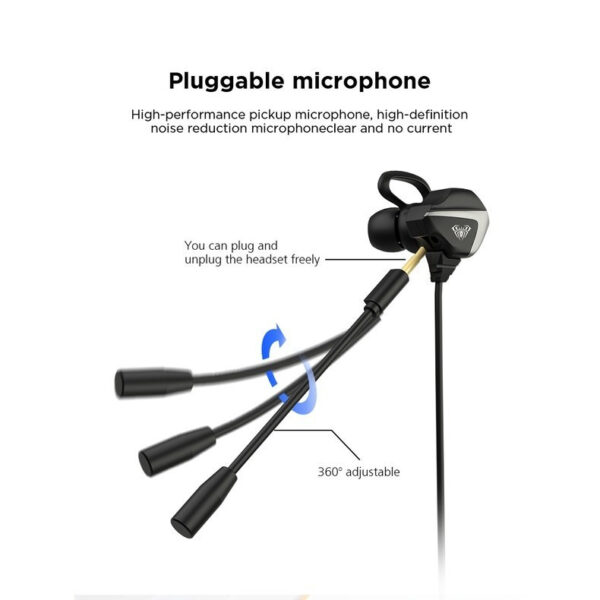 AULA F201 Earphone Headset Gaming with Microphone Detachable