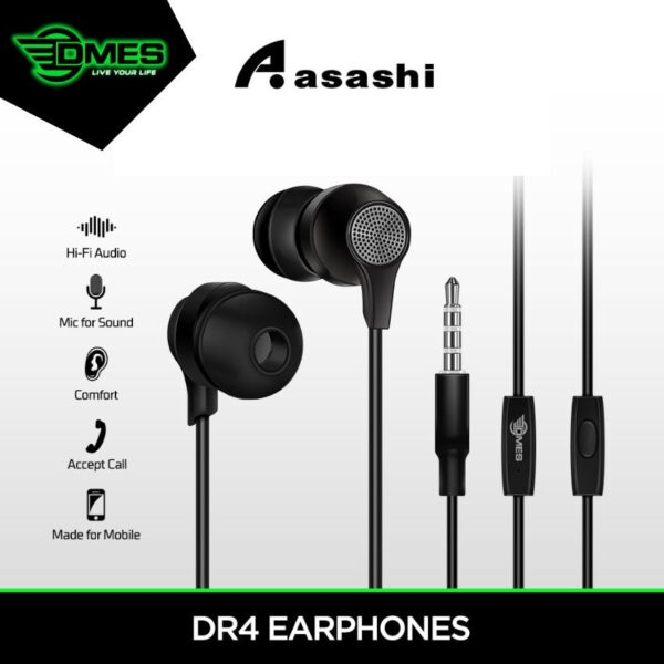 DMES DR4 Wired Earphone in Ear Earphone Stereo Bass with Microphone One-Button Control