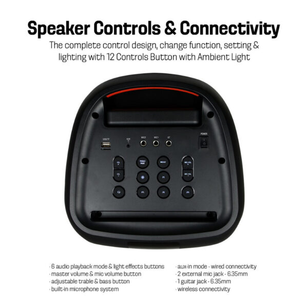 Vinnfier FlipGear Tango XT2000 WMU 500W Bluetooth Speaker HI-FI Audio Karaoke PartyBox Speaker with 2 Wireless Mic Audio