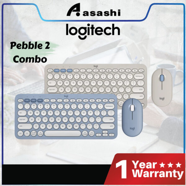 Logitech Pebble 2 Combo , Wireless Keyboard and Mouse, Quiet and Portable, Customizable, Logi Bolt, Bluetooth