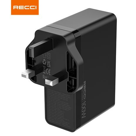 Recci RC41 GaN 100W 4 Ports Smart Charger (UK Plug)