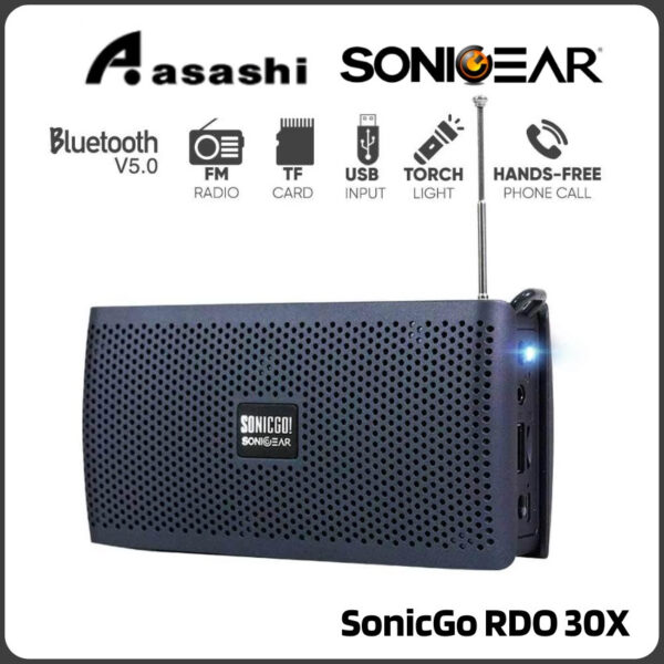 SonicGear SonicGo RDO 30x Bluetooth Portable Speaker with Handsfree | Built In Torch Light