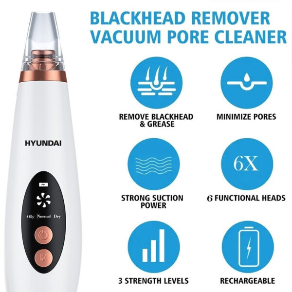HYUNDAI Rechargeable Electric Blackhead Remover Vacuum FC-038 WH