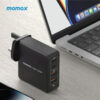 Momax ONE PLUG 100W 4-Port GaN Charger - Black (2Y) UM23AU / UM23 / UM23AUK