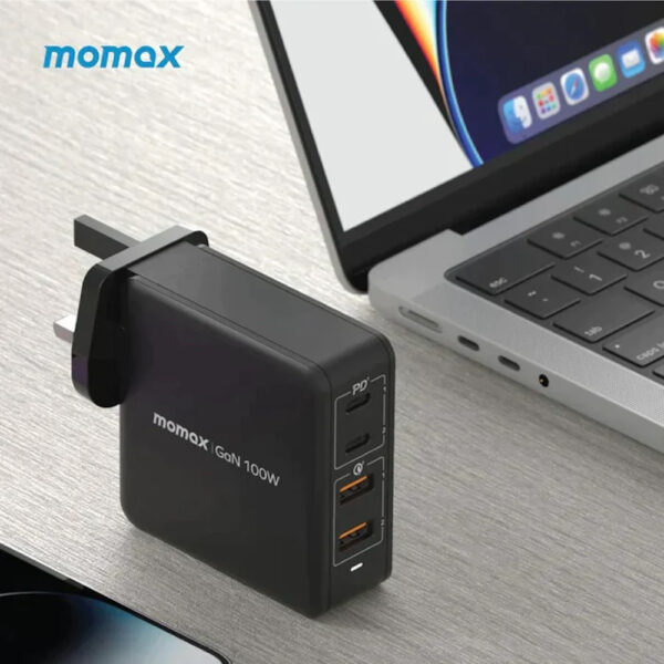 Momax ONE PLUG 100W 4-Port GaN Charger - Black (2Y) UM23AU / UM23 / UM23AUK