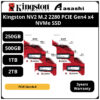 Kingston NV2 250GB / 500GB / 1TB / 2TB  M.2 2280 QLC PCIE Gen4 x4 NVMe SSD