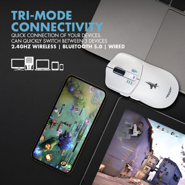 Armaggeddon Mirage V Bluetooth 5.0 Wireless 2.4G Rechargeable 10000 CPI Gaming Mouse