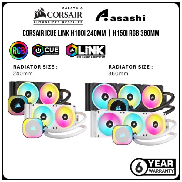 Corsair iCUE LINK H100i RGB 240mm | H150i RGB 360mm Liquid CPU Cooler w/ iCUE LINK System Hub