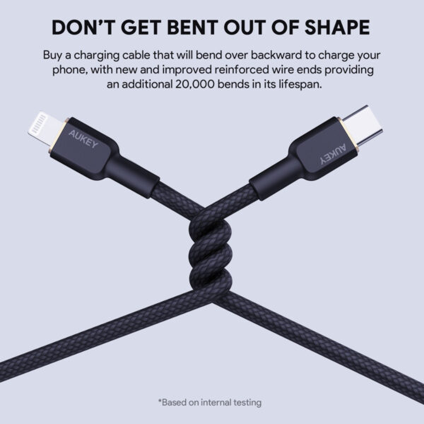Aukey CB-KCL1 / CB-KCL2 Circlet CL Aramid Fiber Core USB-C to L Cable Type C PD Cable