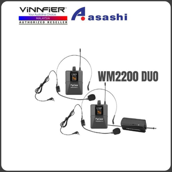 Vinnfier FlipGear WM2200 DUO U Professional Universal UHF Wireless Handsfree Microphone