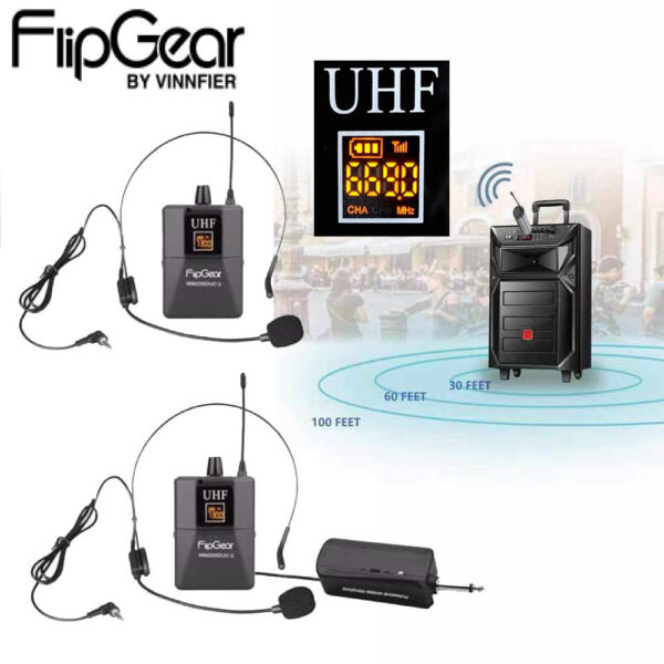 Vinnfier FlipGear WM2200 DUO U Professional Universal UHF Wireless Handsfree Microphone