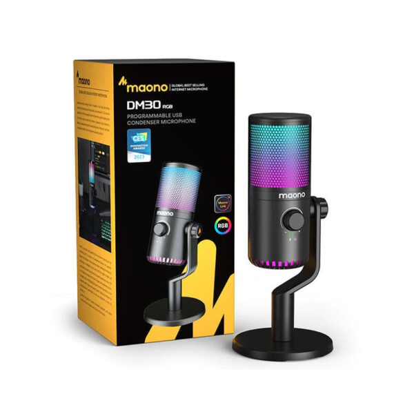 MAONO DM30RGB / DGM30RGB USB GAMING MICROPHONE WITH CONTROLLABLE RGB LIGHTING, CARDIOID PATTERN AND MAONO LINK