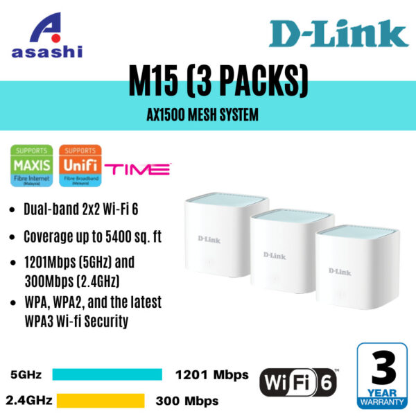 D-Link M15 (2 Packs)/(3 Packs)  AX1500 Mesh System