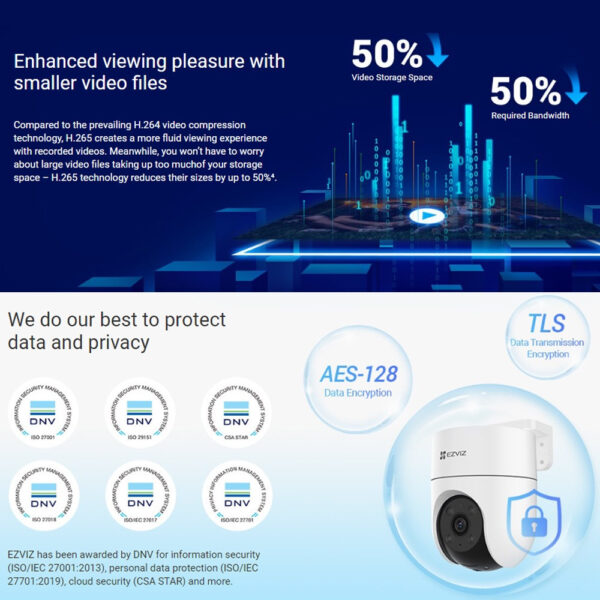 Ezviz H8C 2K⁺ 1440P Pan & Tilt Rotate 360° Outdoor Smart Color Night Vision Two Way Talk Wi-Fi Camera