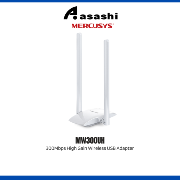 Mercusys MW300UH 300Mbps High Gain Wireless USB Adapter, Micro USB 2.0, 2 External  antennas