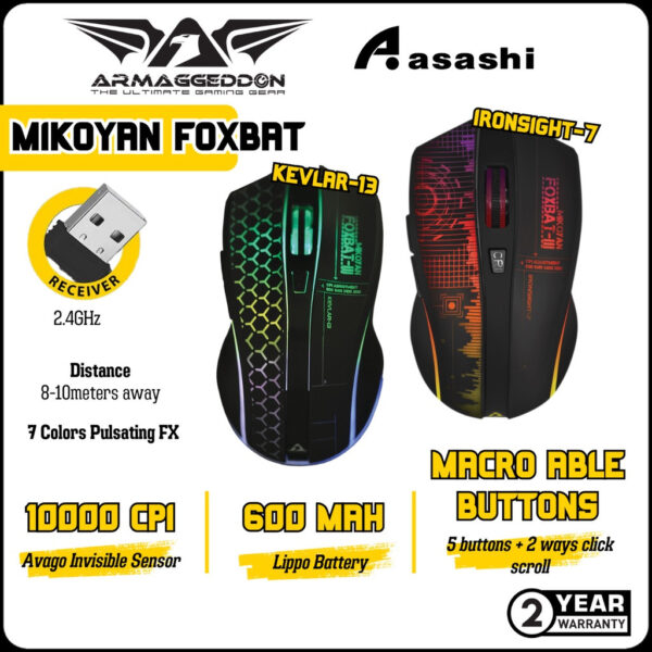 Armaggeddon Mikoyan Foxbat Wireless (2.4G) Gaming Mouse IRONSIGHT-7 / KEVLAR-13