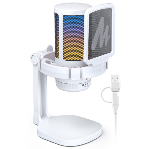 Maono DGM20 USB Microphone RGB Gaming USB Condenser Mic Noise Cancel RGB Light One key mute3.5mmj jack for PC Recording