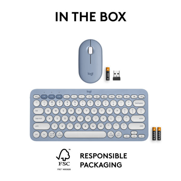 Logitech Pebble 2 Combo , Wireless Keyboard and Mouse, Quiet and Portable, Customizable, Logi Bolt, Bluetooth